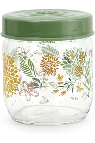 Herevin 425ml Transparent Glass Spice Jar with Airtight Pp Lid with Green Pat...