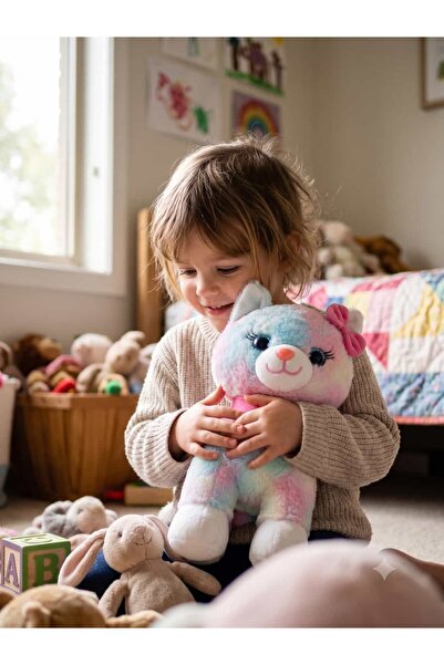 Lama Store Meowing Colorful Plush Cat Toy - Soft Gift Cat Figure with Cute Bow
