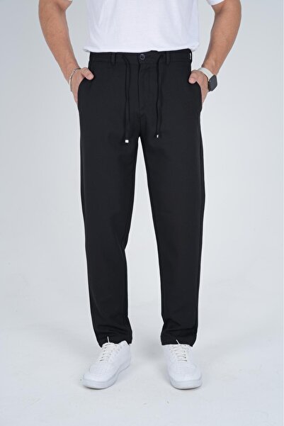 BY İMPALA MODA Boyfriend Fit Fabric Jogger Pants with Elastic Waistband and B...