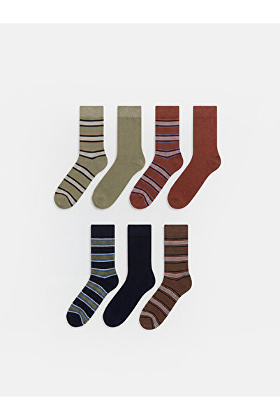 LC Waikiki Rmz Gi̇yi̇m Farkiyla Striped Men's Socks 7 Pack