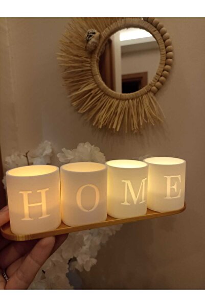 smilechild bir tebessüm yeter Home Yazılı Dekoratif mumluk 4 adet led mum dah...