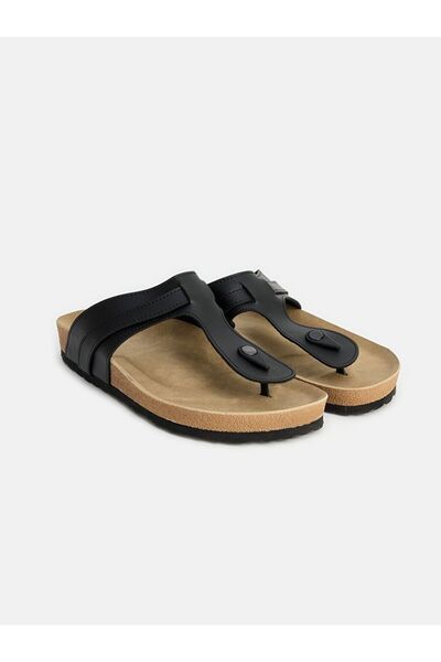 LC Waikiki Lcw Steps Black Single Strap Men's Flip Flops