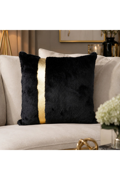 Volas Gold Detaylı Peluş Kırlent 45x45 cm İçi Dolgulu Dekoratif Yastık