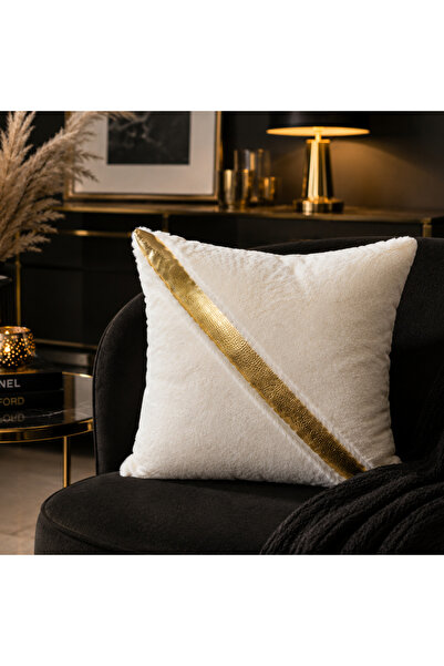 Gold Detaylı Peluş Kırlent 45x45 cm İçi Dolgulu Dekoratif Yastık&Kırlent
