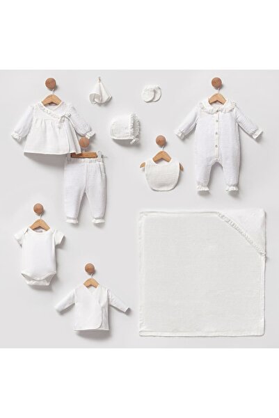 STRAWBABY 0-3 Months Kopanakili Muslin Cotton Fabric 10-Piece Baby Girl Hospi...