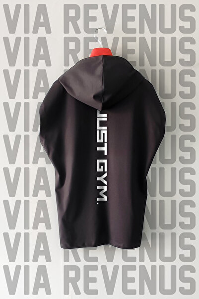 Vordevia Just Gym Front and Back Printed Zero Sleeve Hooded 100% Cotton Sport...