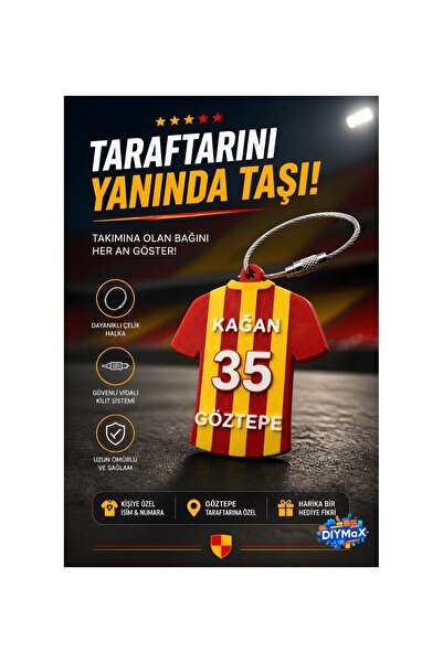 DIYMaX Kişiye Özel İsim ve Numara Yazılı Forma Anahtarlık - Taraftar Hediyesi...