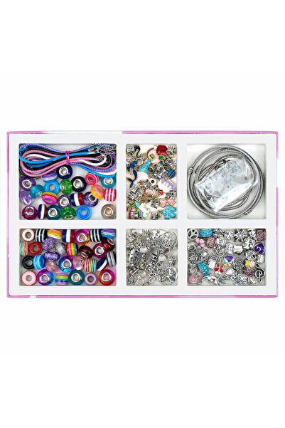 VeeShop Set creatie bratari, 121 charmuri colorate, 5 bratari, 5 coliere, unicorni, ambalaj cadou