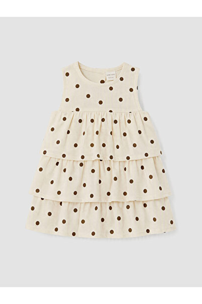 LC Waikiki Beige Polka Dot Ruffled Baby Girl Dress