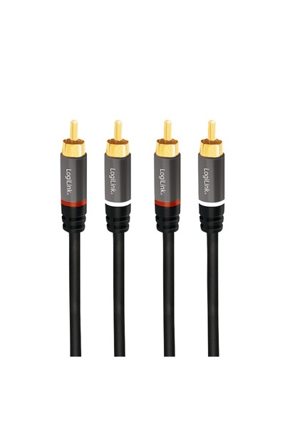 LogiLink CABLU audio stereo (RCA T/T), 2m, conectori auriti, negru "CA1204" (...
