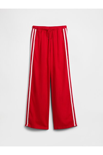GAP Kız Çocuk Kırmızı Pull-On Wide-Leg Keten Karışımlı Pantolon