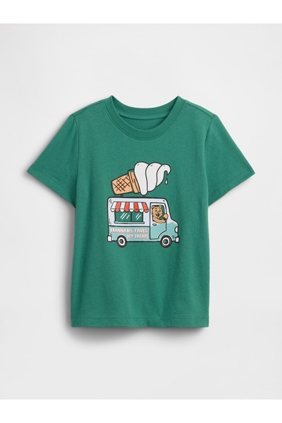 GAP Erkek Bebek Yeşil Grafik Baskılı T-Shirt