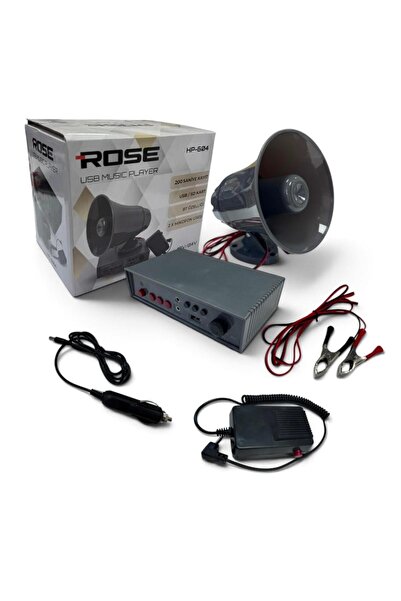 Rose HP-604 Pazarcı Anfi Seti Horn Hoparlörlü+Mikrofonlu+Çakmak Kablolu
