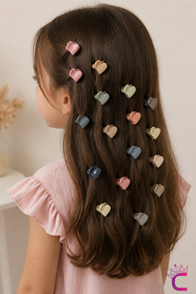 Cinderella Box of 50 Girls' Soft Colored Heart Mini Hairpin Buckle Set - Clip...