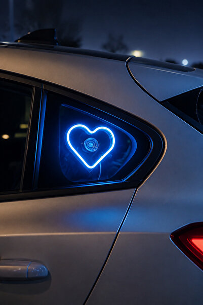 Araç İçi Kalp Neon Led Dekor Işıklı vantuzlu Cam Süsü