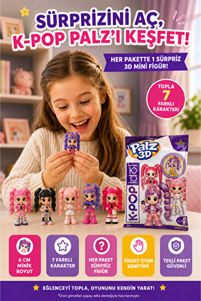 OpenCity 1 Adet K-Pop Palz 3D Mini Bebek 6 cm Sürpriz Paket Farklı Karakter H...