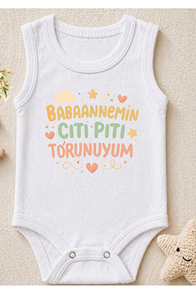 %100 Pamuk Çıtçıtlı Bebek Body Zıbın Babaannemin Çıtı Pıtı Torunuyum Yazılı Body Kız Erkek Atlet
