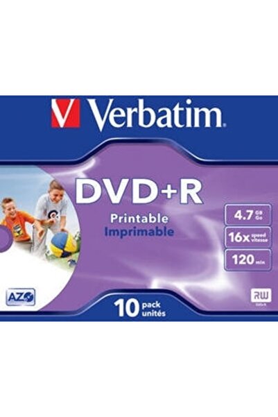 Verbatim DVD+R 4.7GB, 120 minute, viteză 16x, 1 bucată, Jewel case, Single La...