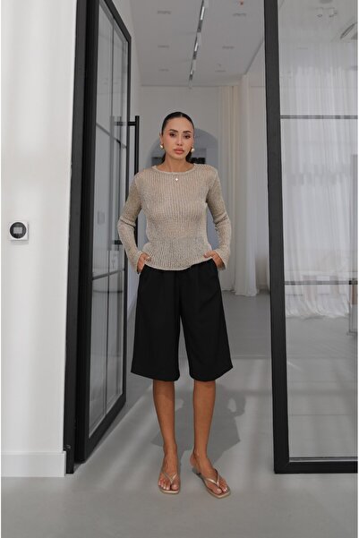 Havoş Black Pleated Front Capri Pants