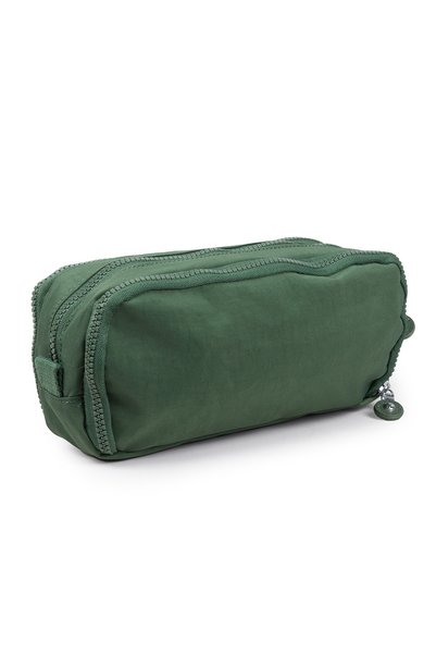 İMAKS Large Size Crinkle 3 Zipper Pen Holder Mobile Phone Makeup Hand School Bag Wallet Green 1415K