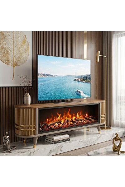 İNSERA HOME ELEKTRİKLİ LÜKS 3D ALEV EFEKTLİ UZAKTAN KUMANDALI TV ÜNİTESİ/KONS...