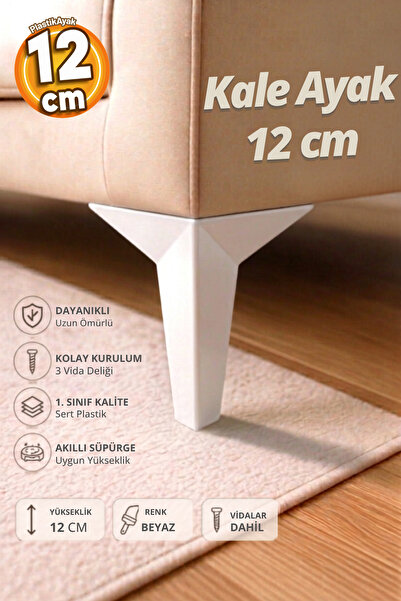 PlastikAyak Kale Mobilya Kanepe Koltuk Tv Ünitesi Ayağı 15 Cm Beyaz Ayakları