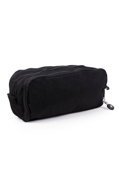 İMAKS Large Size Crinkle 3 Zipper Pen Holder Mobile Phone Makeup Hand School Bag Wallet Black 1415K