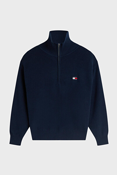 Tommy Jeans % 100 Pamuk Yarım Fermuarlı Balıkçı Yaka Kazak Kadın KAZAK DW0DW22928 C1G