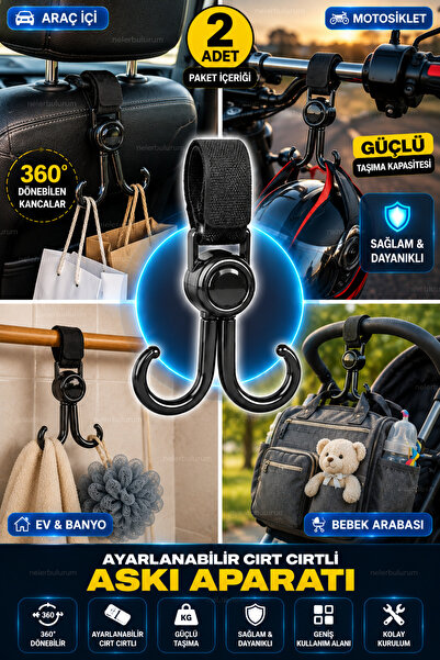 nelerbulurum 2 Pieces 360 °   Swivel Double Hook Velcro Hanger Attachment Bab...