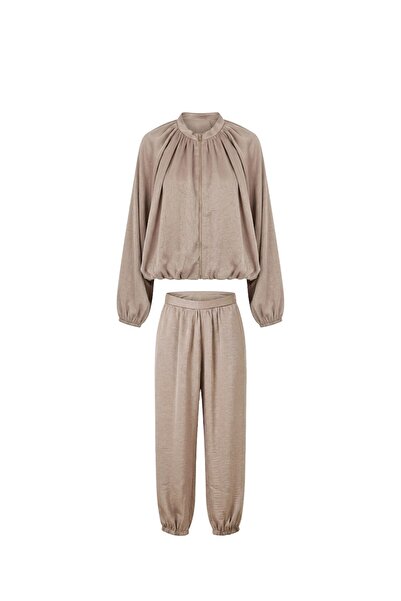 Havoş Mink Soho Bomber Jacket Pants Satin Set