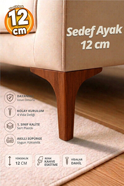 PlastikAyak Lüks Mobilya Kanepe Tv Ünitesi Koltuk Ayağı 12 Cm Ahşap Desenli C...