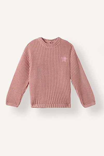 DeFacto Crew Neck Star Embroidered Ribbed Knit Sweater for Baby Girl I2539A526Au