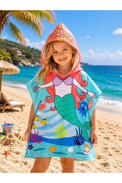 ues Girl's Printed Hooded Poncho Beach Towel