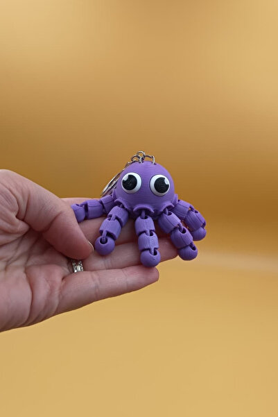 Rodopiva 3D Printed Moving Octopus Keychain - Cute Figure with Movable Legs Bag Ornament