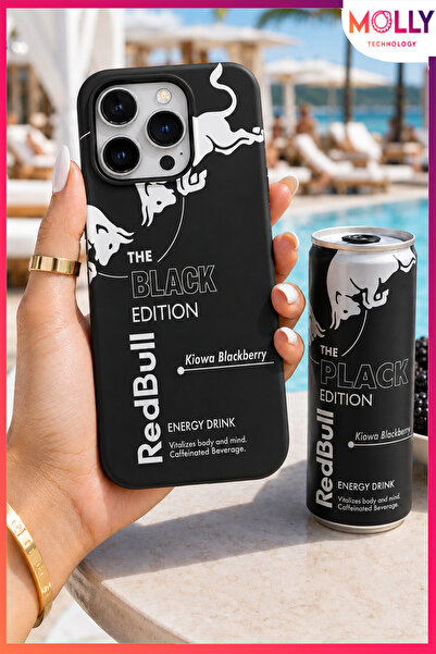 Molly iPhone 14 PRO İçin Siyah Redbull The Black Edition Desenli İçi Kadife S...