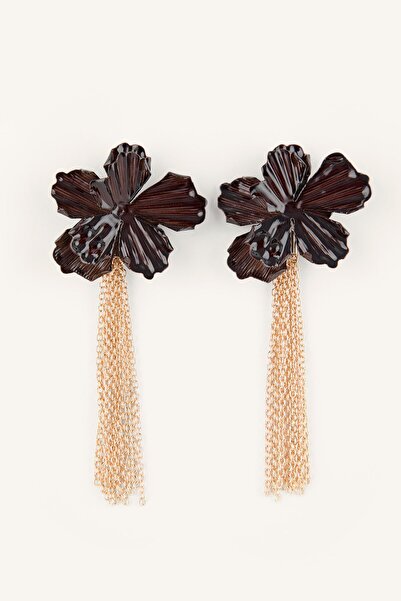 DeFacto Women's Floral Figured Chain Tassel Dangle Earrings I4259Axns
