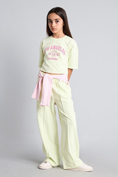 DeFacto 2-Piece Crop Top Wide Leg Bottom Pink Set Girls E6413A826Au