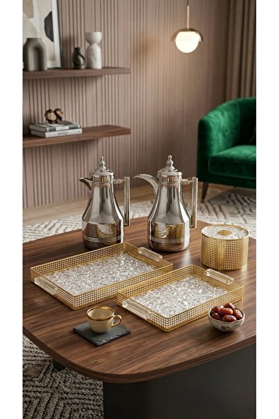 Generic Luxury Hosting Collection Includes 1+1 Liter Silver Steel Tea & Coffe...