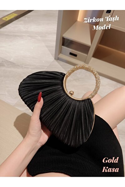 Famels Pleated/Pillowed Bag New Model Pillowed Evening Dress Bag Black Satin ...