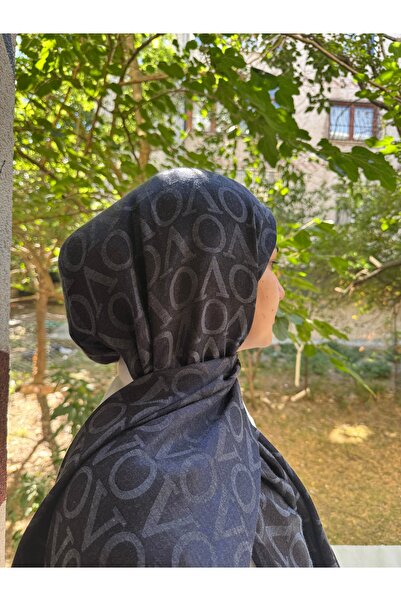 shalby Hijab Cotton Soft Shiny Textured Viva Pattern Jacquard Shawl Smoked