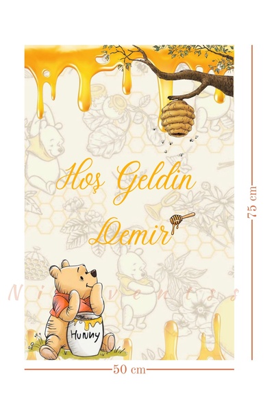 Nice events Winnie The Pooh temalı karşılama panosu 75x50 cm