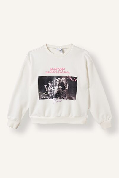 DeFacto Kpop - Demon Hunters Relax Fit Printed Crew Neck Sweatshirt Girls I35...