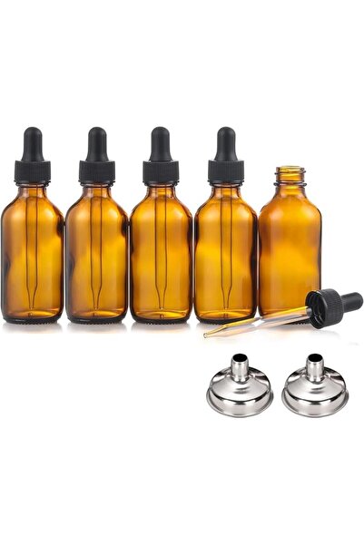 GENERAL غوودرن زجاجة قطارة كهرمانية، زجاجات بوسطن دائرية سعة 10 مل مع قمعين م...