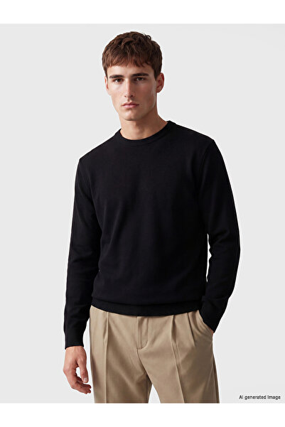 LC Waikiki Ozmarka New Season Black Crew Neck Men's Knitwear Sweater