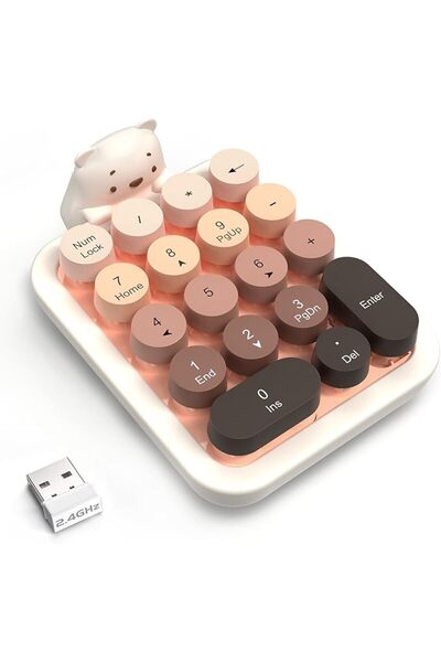 GENERAL Wireless Numeric Keypad, Mini Portable 18 Keys Number Pad with Retro ...