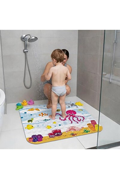 Generic 54x54cm Square Non-Slip Shower Mat, Quick-Dry Bathtub Floor Mat with ...