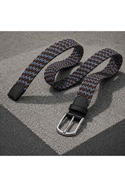 CrowsGate Unisex Flexible Multi-Colored Braided Belt with Metal Buckle 3.5 cm