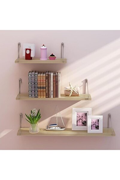 GENERAL 3 Sets of Floating Shelves, Rustic Wooden Shelf with Metal Brackets f...