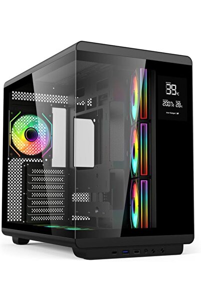 GENERAL هيكل كمبيوتر U600 ATX للألعاب بالكامل بلوحة جانبية من زجاج مقوى من اي...