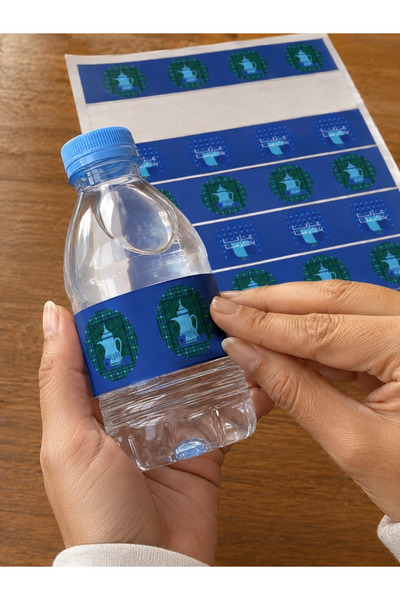 Generic Blue Saudi National Day Water Bottle Stickers – A4 Sheet of 6